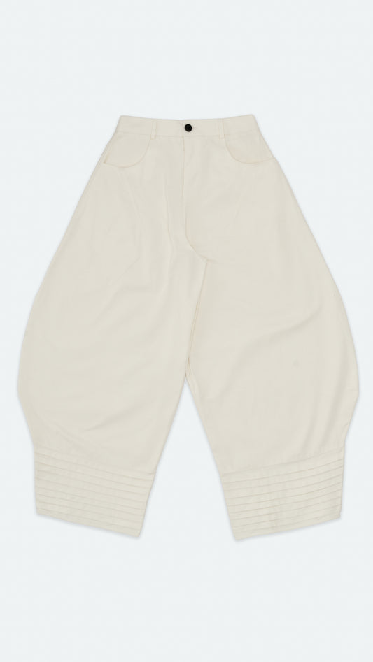 White Plate Denim Pants