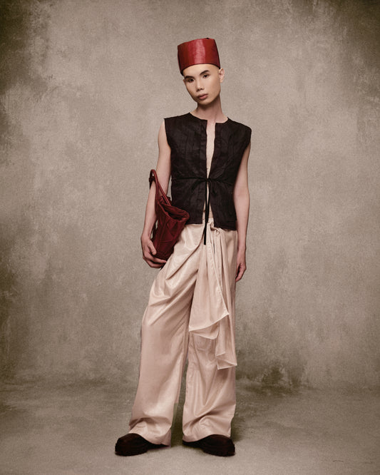 Cream Hảo Hớn Leather Pants AN HERITAGE ASTOUD