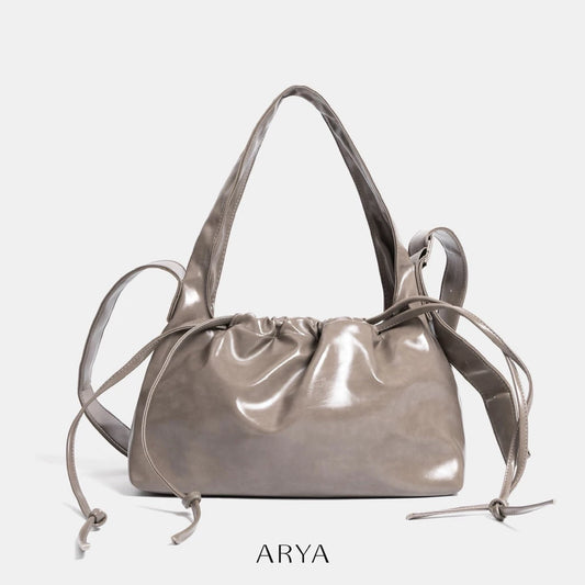 Gray Drawstring Crossbody