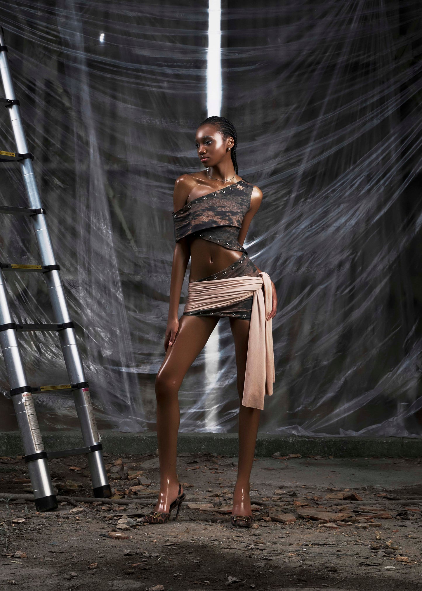 NONE One Shoulder Cut Out Wrapped Hips Dress Tatichu Astoud