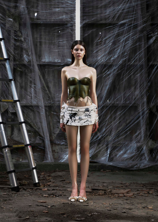 None Dirty Ruffle Sides Mini Skirt Tatichu Astoud