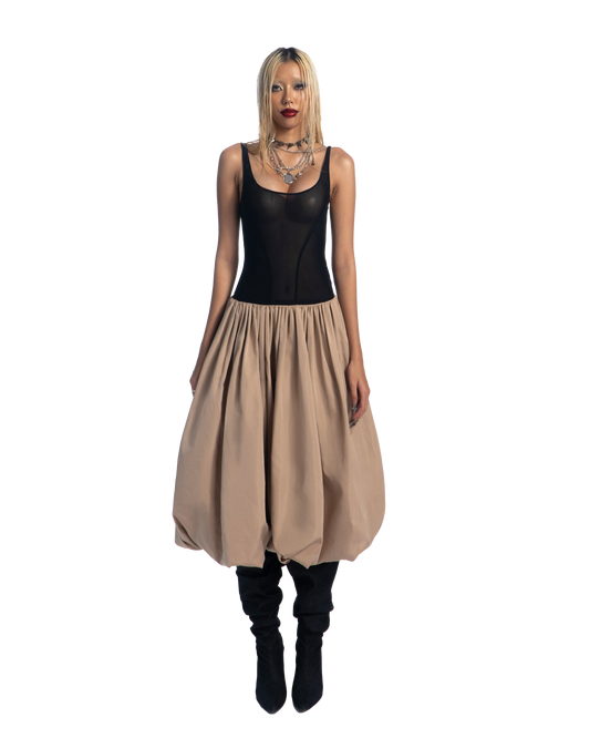 puzzle-mesh-tank-bubble-midi-dress tatichu astoud